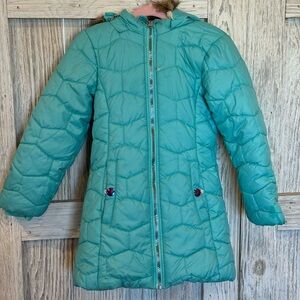 Cat & Jack Jacket sz 4/5 mint green color with Fur Trimmed Hoodie. NWOT